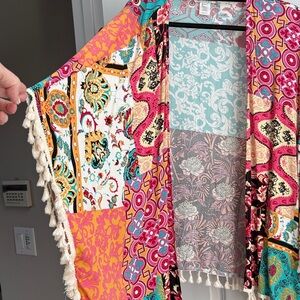 Grace & Lace Vibrant Patchwork Kimono with Tassels